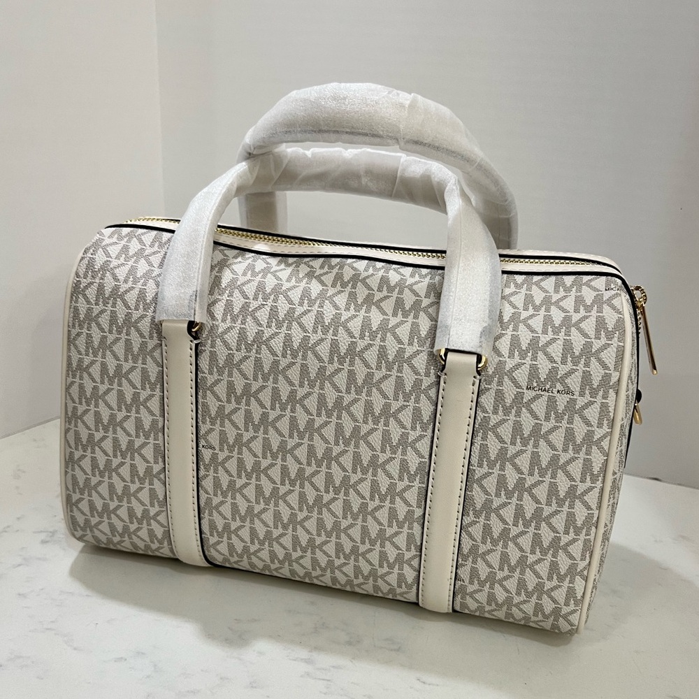 Michael Kors Cream Monogram Satchel - Picture 4 of 16